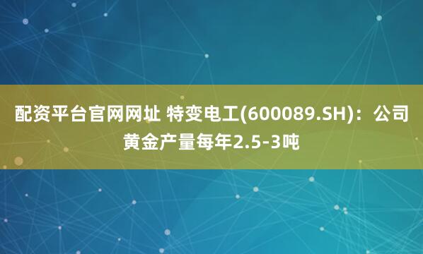 配资平台官网网址 特变电工(600089.SH)：公司黄金产量每年2.5-3吨